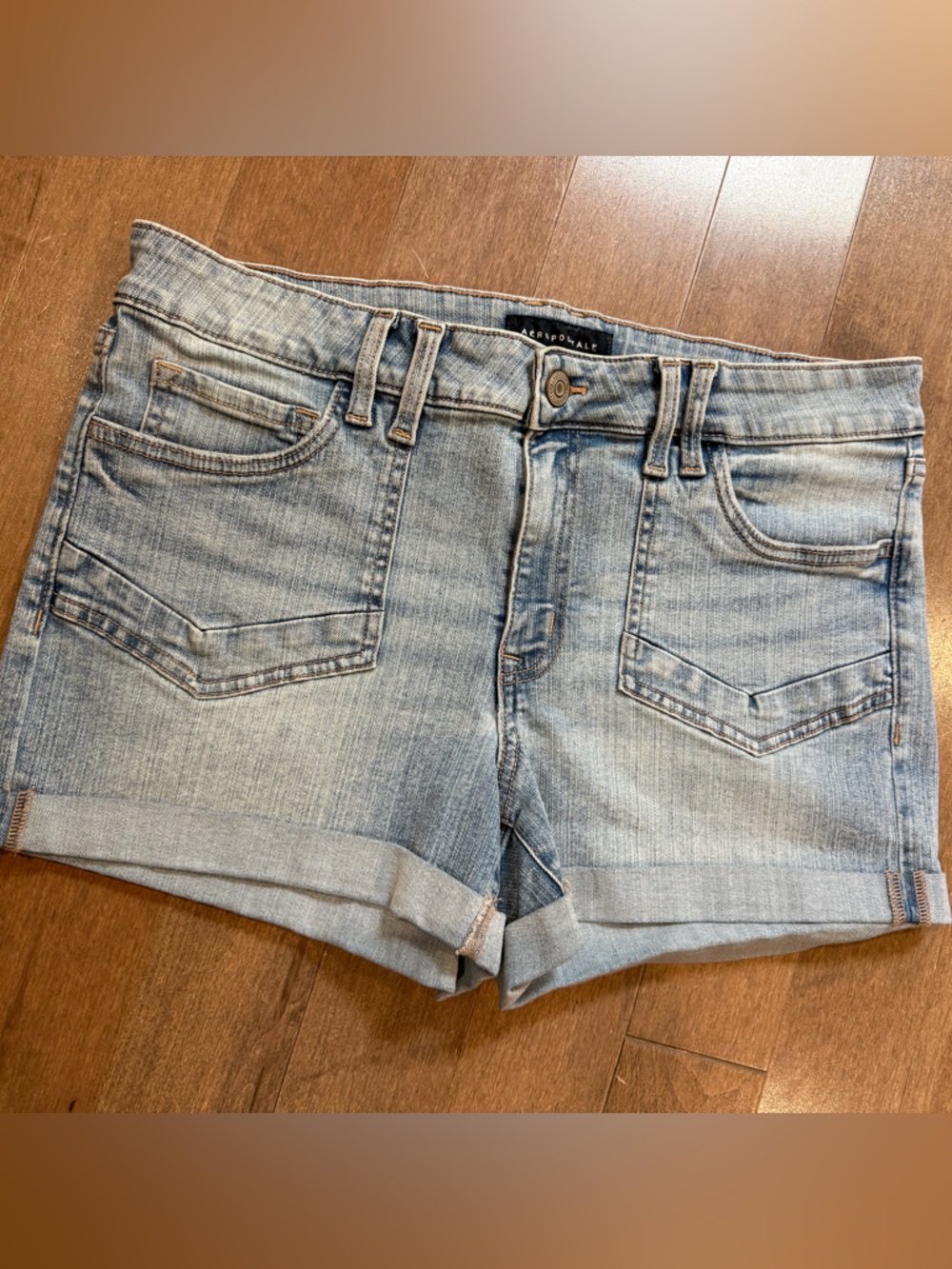 Aeropostale Light Wash Denim Cuffed Shorts